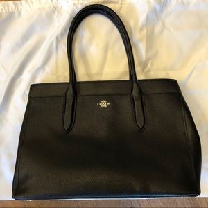 Coach Bailey Black Cross Grain Leather Tote Bag